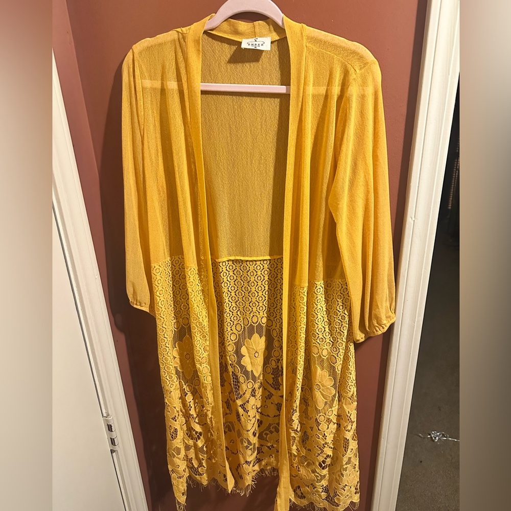 Yellow Sheer Floral Kimono